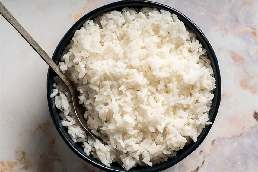 white rice plate
